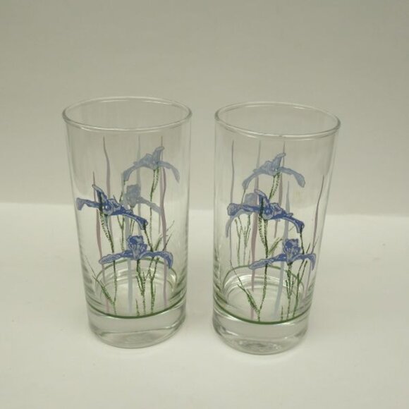 2 - Corning Glass Crystal SHADOW IRIS 6 1/4 Inch 14 Ounce Ice Tea Tumblers - Picture 1 of 4